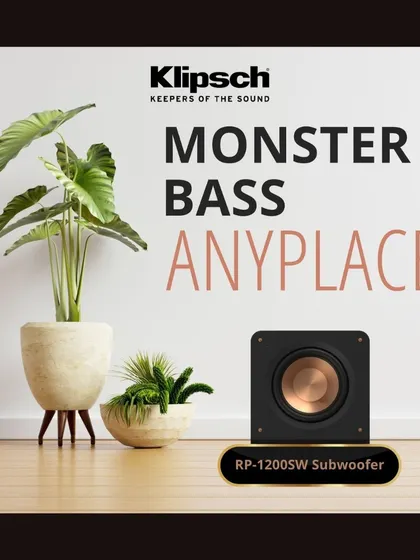 Get monster bass anywhere in your room with the Klipsch RP-1200SW Subwoofer. Its high-efficiency design and Cerametallic woofer produce incredible low-frequency impact for movies, music, and games without distortion.