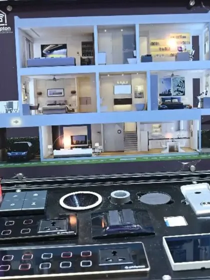 This is my demonstration kit, a miniature smart home in a briefcase. It shows how all my products, from switches to locks, integrate to create a complete home automation ecosystem.