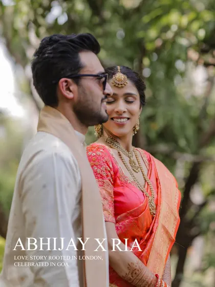 A stylish portrait of the couple from their Goa Mehndi.