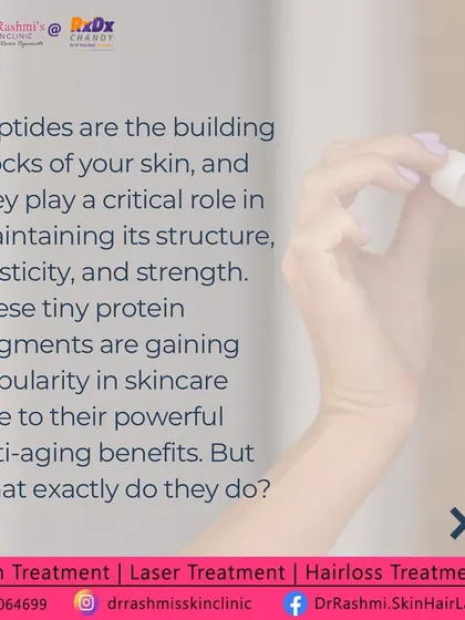An introductory graphic explaining what peptides are: tiny protein fragments with powerful anti-aging benefits that maintain skin structure and elasticity.