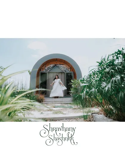A beautiful portrait of the bride, personalized with her name, from her Haldi shoot.