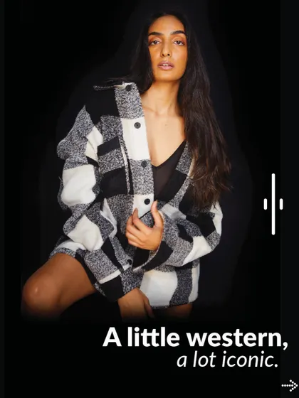 A little western, a lot iconic. This black and white plaid shacket is a versatile piece you can rent to throw over a dress or pair with shorts for an effortlessly cool look.