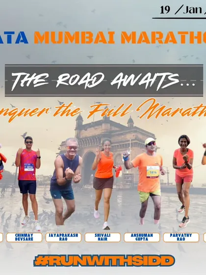 The road awaits. Our full marathon warriors ready to conquer the prestigious Tata Mumbai Marathon.