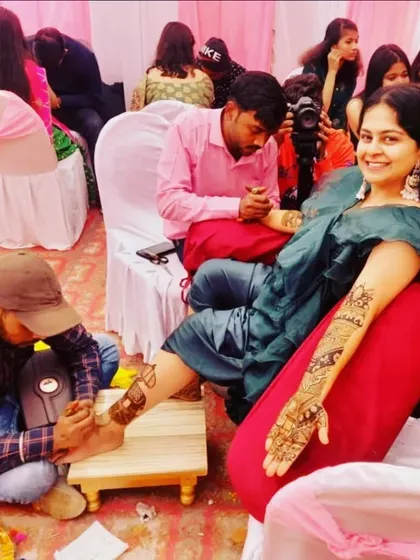 Working on a full bridal package, with one artist for the hands and another for the feet. We work as a team to make your day special.
