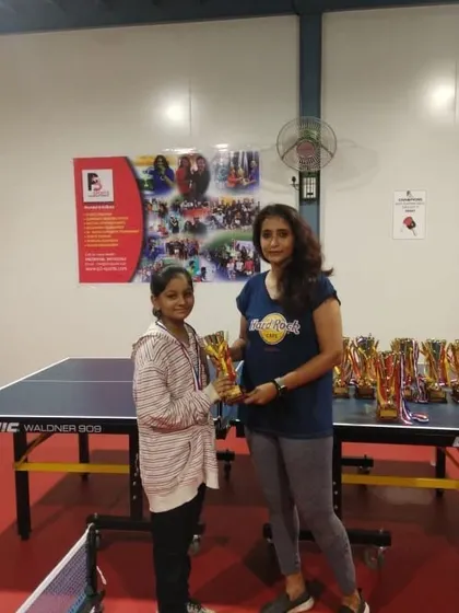 Sai Mulik, our runner-up in the U-15 girls' event at the Powai Open TT Tournament. We encourage participation in open tournaments to build confidence.