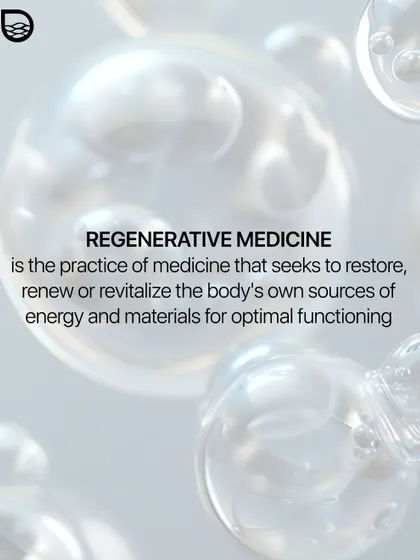 This visual defines regenerative medicine as a practice that seeks to restore and renew the body's own resources. This is the foundation of my advanced treatment philosophy.