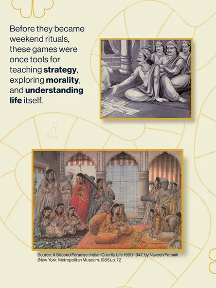 Before they were weekend rituals, these games were tools for teaching strategy and exploring morality. This image reflects the deep cultural history behind the board games we play today.