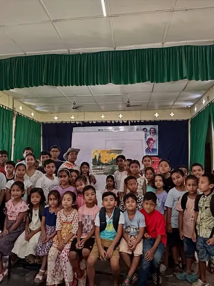 Another shot of our large group of students at the Dhemaji workshop. The auditorium was filled with creativity and collaboration.