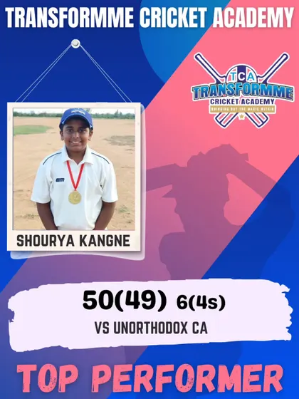 Shourya Kangne's brilliant fifty in the first match of the U-12 tournament.