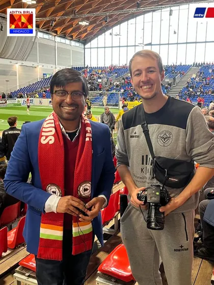 With a photographer at the MTU Cup. The media attention we received helps to amplify our mission and showcase the potential of Indian football.