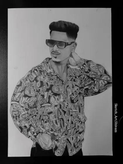 The finished Gurugram commission, showing the incredible detail in the shirt pattern.