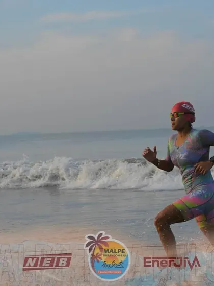 A shot from the Malpe swim leg, fighting the waves. This is where your open water skills are truly tested.