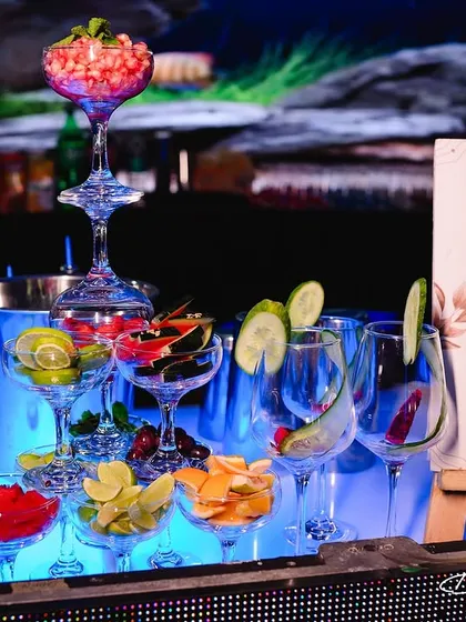 Our mocktail game is just as strong. We create elaborate, non-alcoholic drink towers and displays, ensuring all guests have a beautiful and delicious drink in hand.