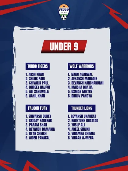 The official squad list for our Under 9 teams competing in the Youth Edition tournament.