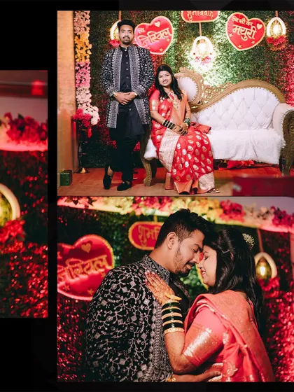 A collage of reception moments, from a formal stage portrait to an intimate, loving embrace. We capture the variety of emotions throughout the evening.