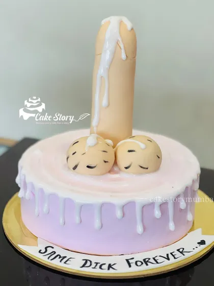 "Same Dick Forever." A hilarious and popular adult cake for a bachelorette party or spinster celebration.