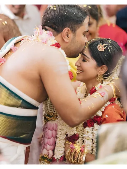 Amidst the sacred traditions of a South Indian wedding, I found this moment of pure tenderness. My approach is to be an unobtrusive observer, capturing the sanctity and deep emotional currents of the ceremony as they naturally unfold.