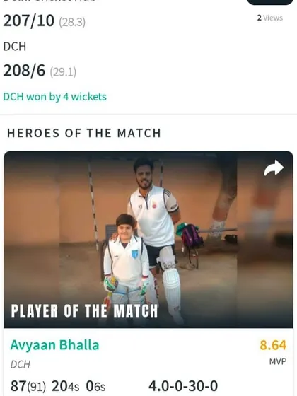 This is 8-year-old Avyaan Bhalla, who was named Player of the Match for his brilliant 87 runs. It is amazing to see such talent and composure at such a young age. He is one to watch for the future.