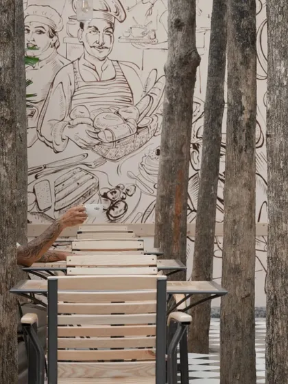 A duplicate of the mural and seating detail.