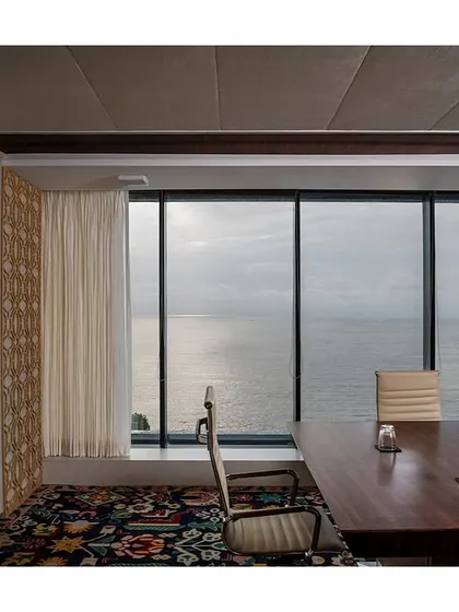 The main boardroom at The Office with a View is positioned to take full advantage of the spectacular ocean scenery, creating an inspiring environment for meetings.