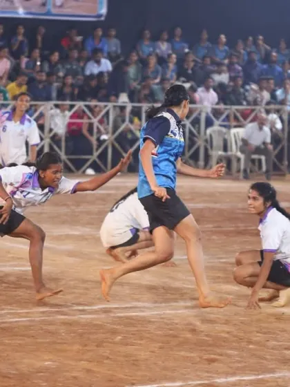 A moment of intense action during a women's match.