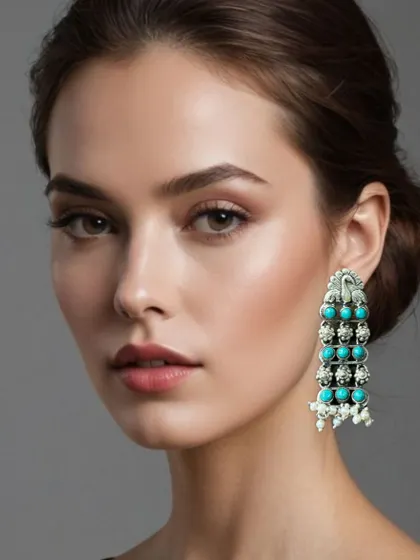 A perfect example of how our silver pieces can elevate a modern look. These statement dangler earrings feature beautiful turquoise stones and pearl drops, crafted in 925 sterling silver for a pop of colour.