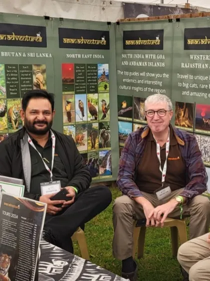 Our founder Mohit Aggarwal with a partner at the Global Birdfair. We are proud to represent India's incredible biodiversity and our commitment to its protection.