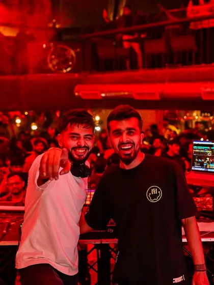 Two happy DJs after a successful night. The smiles say it all, we delivered a night full of bangers.