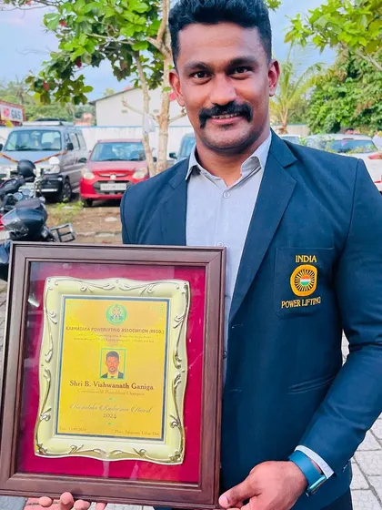 Honored to receive the "Karnataka Kanteerava Award 2024" from the Karnataka Powerlifting Association. This recognition means the world to me and fuels my drive to continue pushing boundaries.