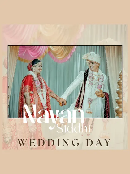 A simple and elegant graphic featuring the couple holding hands on their wedding day. This image is a timeless representation of their union.