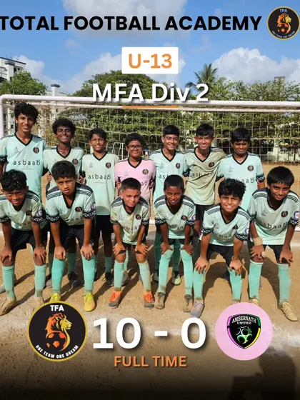 Another dominant win for our U13 team in MFA Div 2, with a 10-0 victory against Ambernath United.