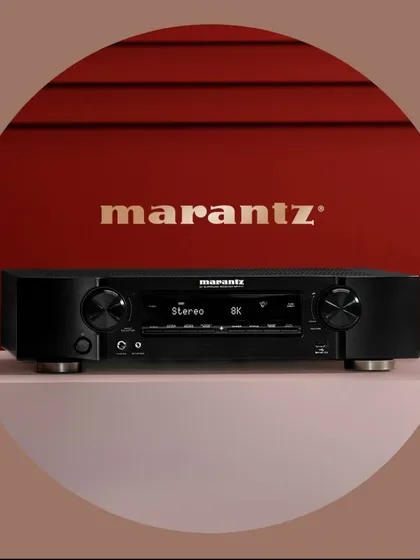 A Marantz AV receiver is the brain of a home theater, decoding surround sound formats and sending power to all the speakers to create an immersive soundscape.