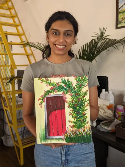 Another beautiful rendition of the red door painting. It's wonderful to see how each artist adds their own unique touch.