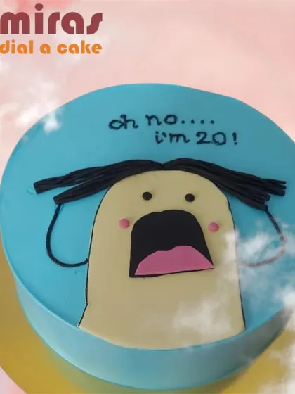 "Oh no.... I'm 20!" This cake perfectly captures the mock horror of hitting a new decade with a funny, screaming cartoon face. It's a great way to celebrate a milestone with a laugh.