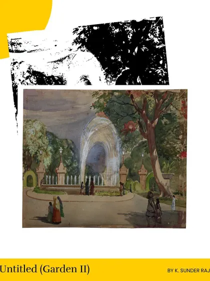 Another watercolor by K. Sunder Raj, titled 'Untitled (Garden II),' part of our exclusive selection of paintings by Mysore court artists.