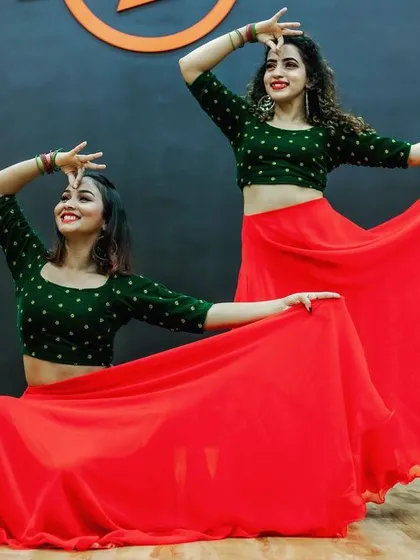 Another look at the vibrant costumes and expressive poses from our 'Laal Ghaghra' dance cover. We believe that performance is not just about steps, but also about attitude and presentation.