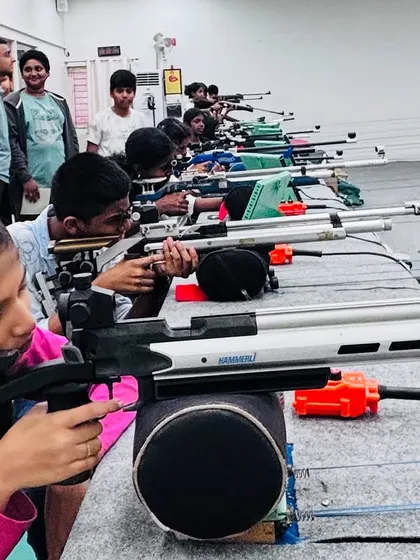 Students from Carmel Academy fully engaged during a practice session at our range. We provide them with professional equipment and guidance.