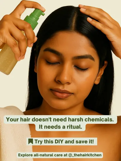 Your hair doesn't need harsh chemicals, it needs a ritual. This image reinforces the message of my DIY scalp detox, showing how a simple, natural treatment can make a huge difference.