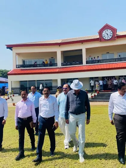 A proud walk across the lush green outfield of our new academy in Panvel with the inaugural guests.