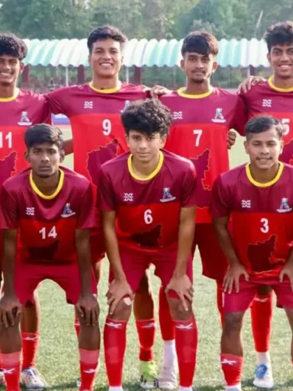 Our players Rakshit and Advik in their Karnataka state team kits, having played a crucial role in a 4-0 win against Tamil Nadu in the U20 National Championship.