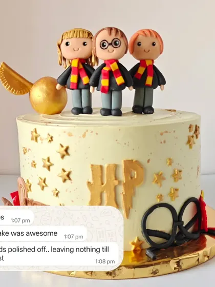 "Cake was awesome. Kids polished off.. leaving nothing till last." The best review a baker can get for a Harry Potter birthday cake.