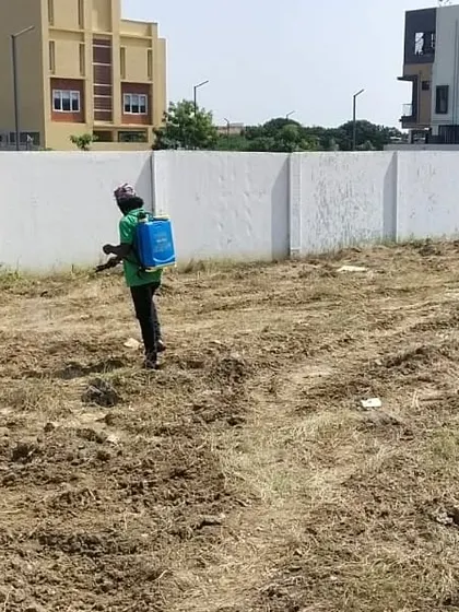 For large, weed-infested areas, we start with a pesticide spray to effectively clear the land before beginning any new landscaping work.