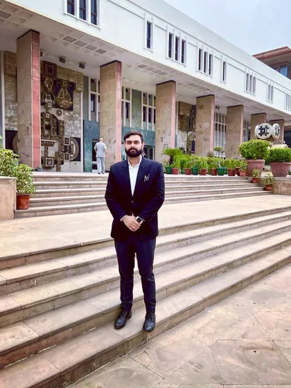 Standing outside the Delhi High Court, a place I know well. Being a High Court criminal advocate means I am constantly here, arguing cases and fighting to protect my clients' rights.