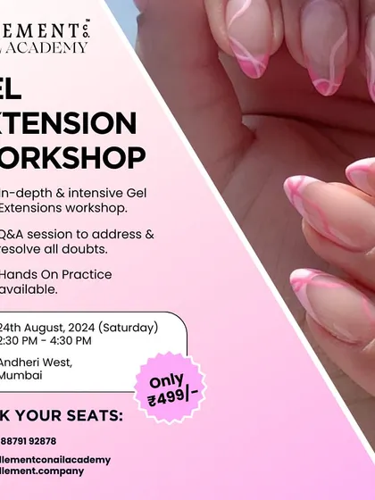 An invitation to our intensive Gel Extension workshop in Andheri, Mumbai. This session includes a Q&A to resolve all your doubts and hands-on practice.