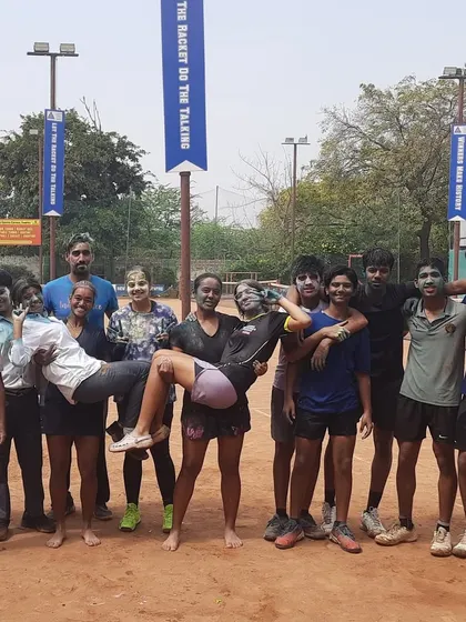 The entire academy celebrating the festival of colors. A fun-filled Holi on the courts with our players and coaches.