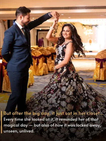 Locked Away, Unseen, Unlived. After the big day, this gorgeous gown sat in her closet, a reminder of a magical moment but also of being locked away. She knew it deserved more.