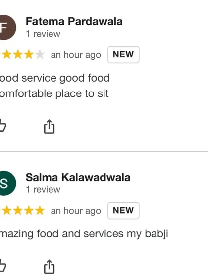 "Good service good food. Comfortable place to sit." This feedback highlights the three things we work hardest to provide.
