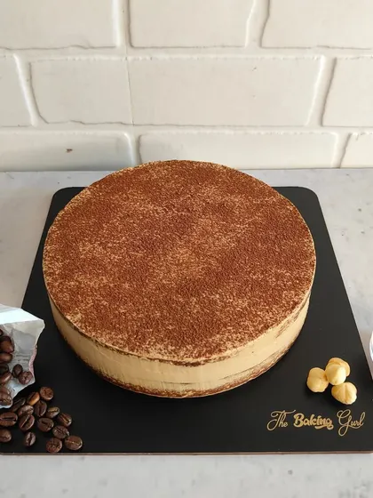 My classic Tiramisu cake, ready for an order. I use high-quality coffee and cocoa to get that authentic, rich flavor in every bite.