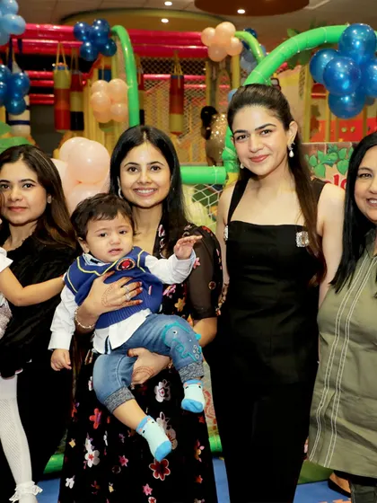 A group of friends and family gather for a photo. It's wonderful to see so many happy faces celebrating together at the Playhouse.