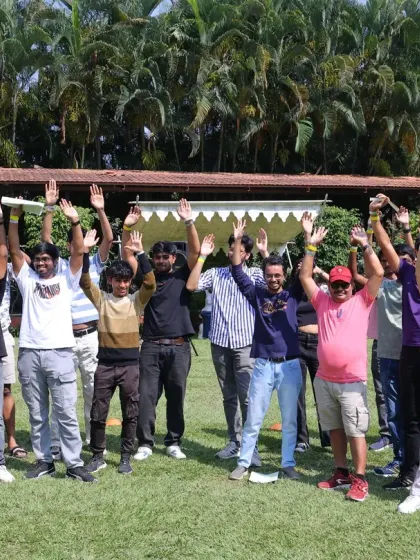 Hands up for a great day. The enthusiasm and energy at our team-building events are contagious, leaving everyone feeling motivated and re-energized.
